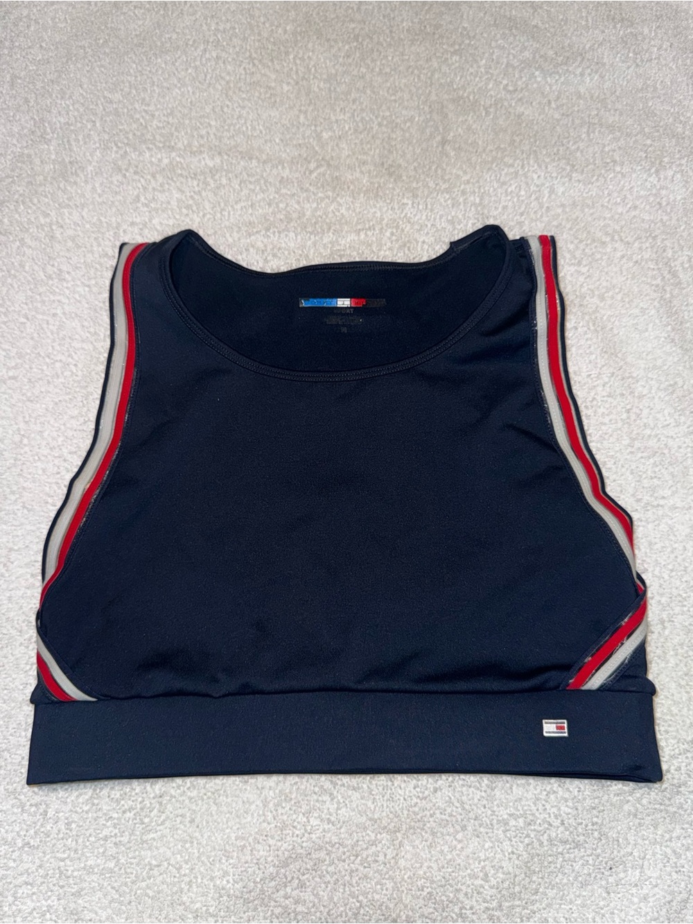Tommy Hilfiger Navy Crop Tank with Red and White Trim